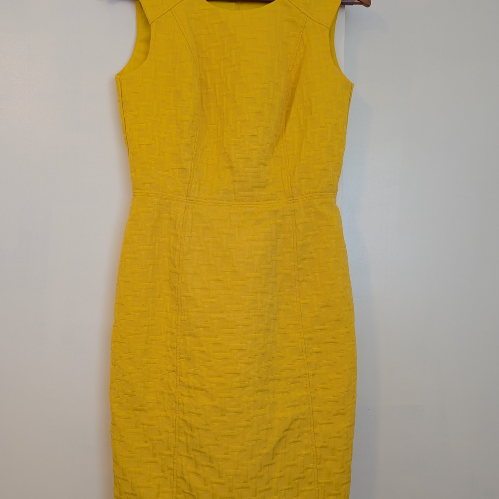Banana Republic Yellow Textured Midi Dress